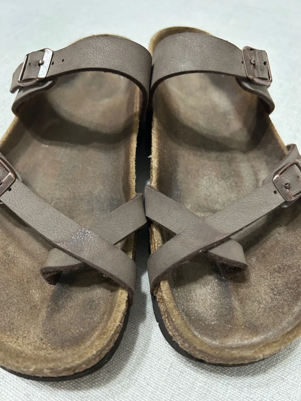 Birkenstock Mayari Sandals Brown Leather Crisscross Slide Women’s 39 - Picture 12 of 13